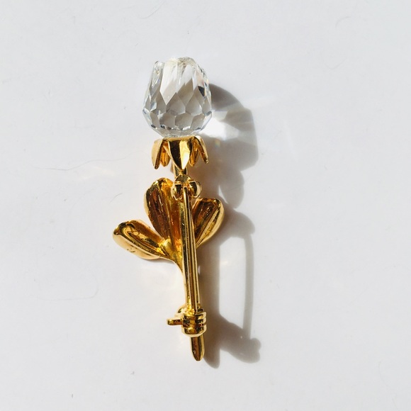NWOT Swarovski Rose & Lily golden tone crystal brooch (2 pcs) - Picture 2 of 9
